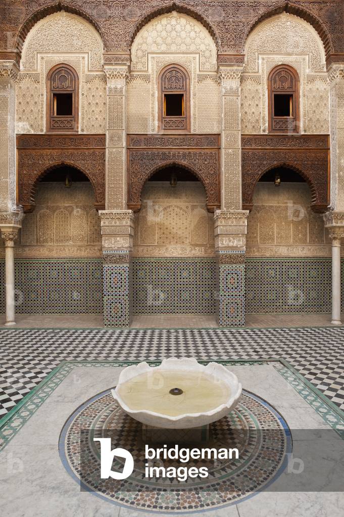 Morocco, Courtyard of Medersa el Attarin in medina, Fez (photo)
