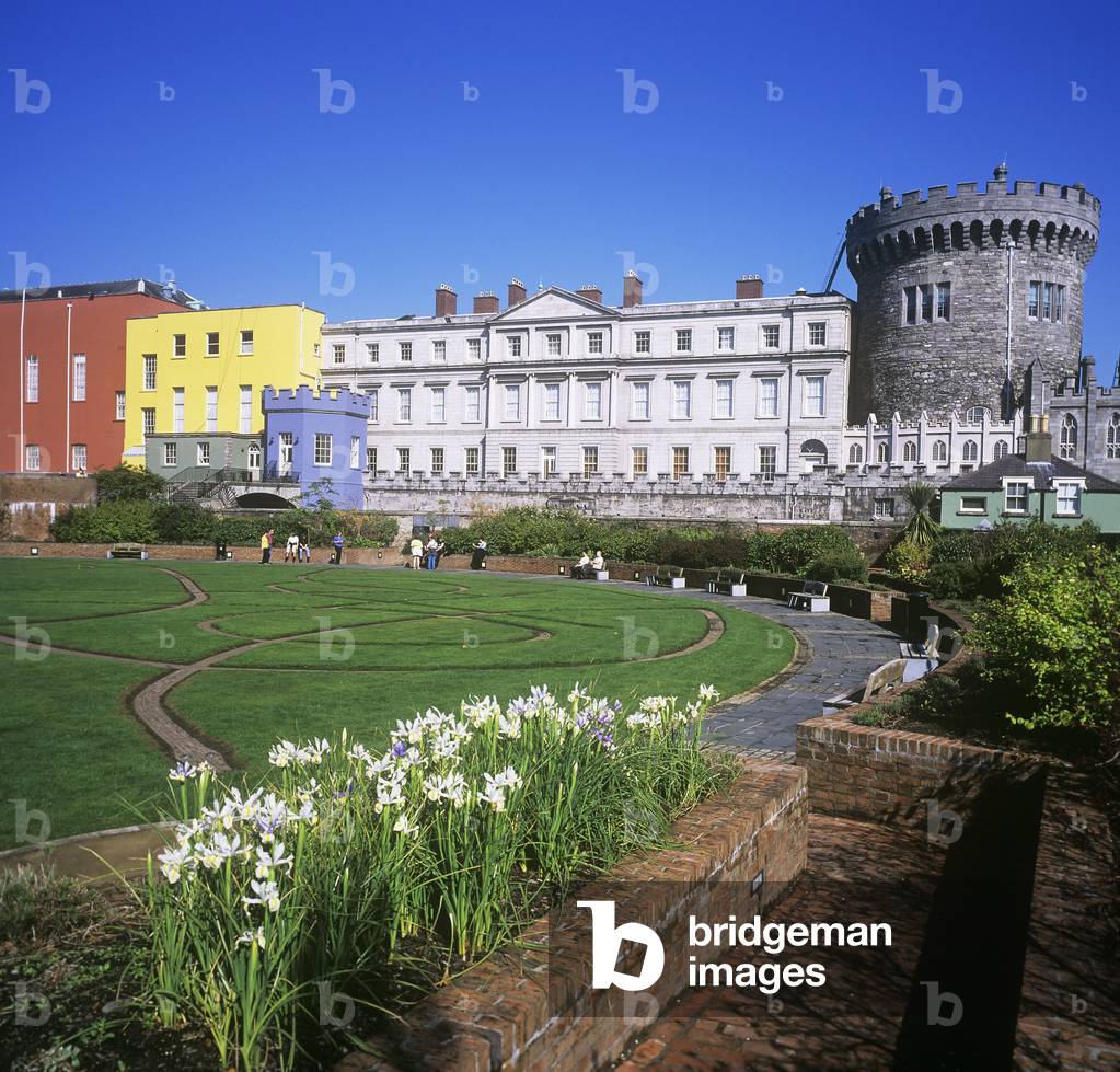 Formal Garden In Front Of Buildings, Bedford Tower, Dublin Castle, Dublin, Republic Of Ireland (photo)