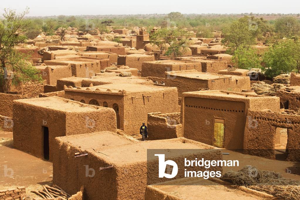Niger, Central Niger, Tahoa, from rooftop of its World famous Friday Mosque, Yaama Village, Aerial view of Yaama Village (photo)