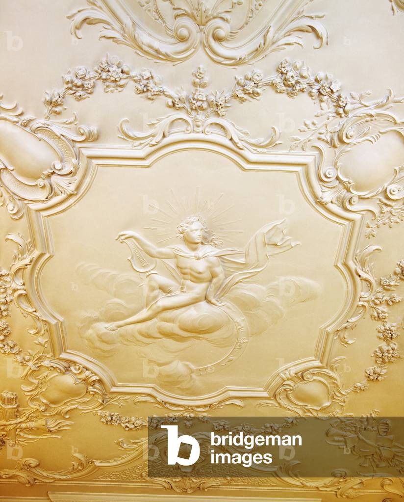 Dublin, Dublin Co, Ireland; The Apollo Room Ceiling Inside The Dublin Castle Dating From 1746 (photo)