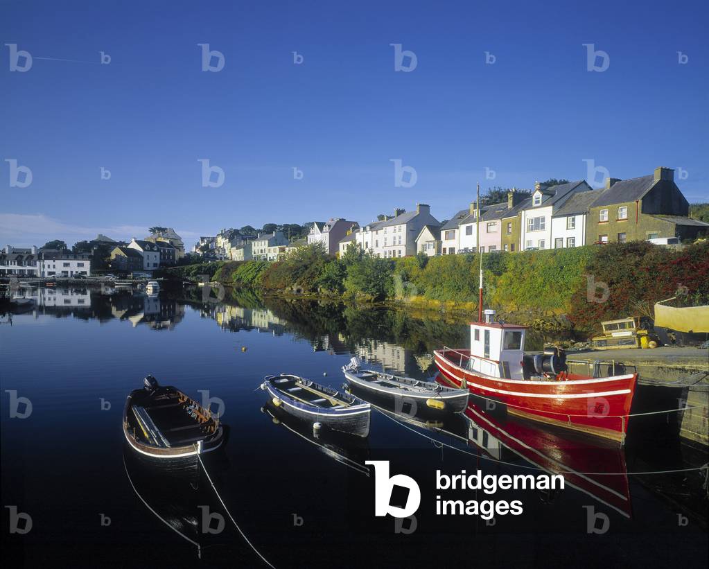 Boats Moored At A Harbor, Roundstone Harbor, Connemara, County Galway, Republic Of Ireland (photo)