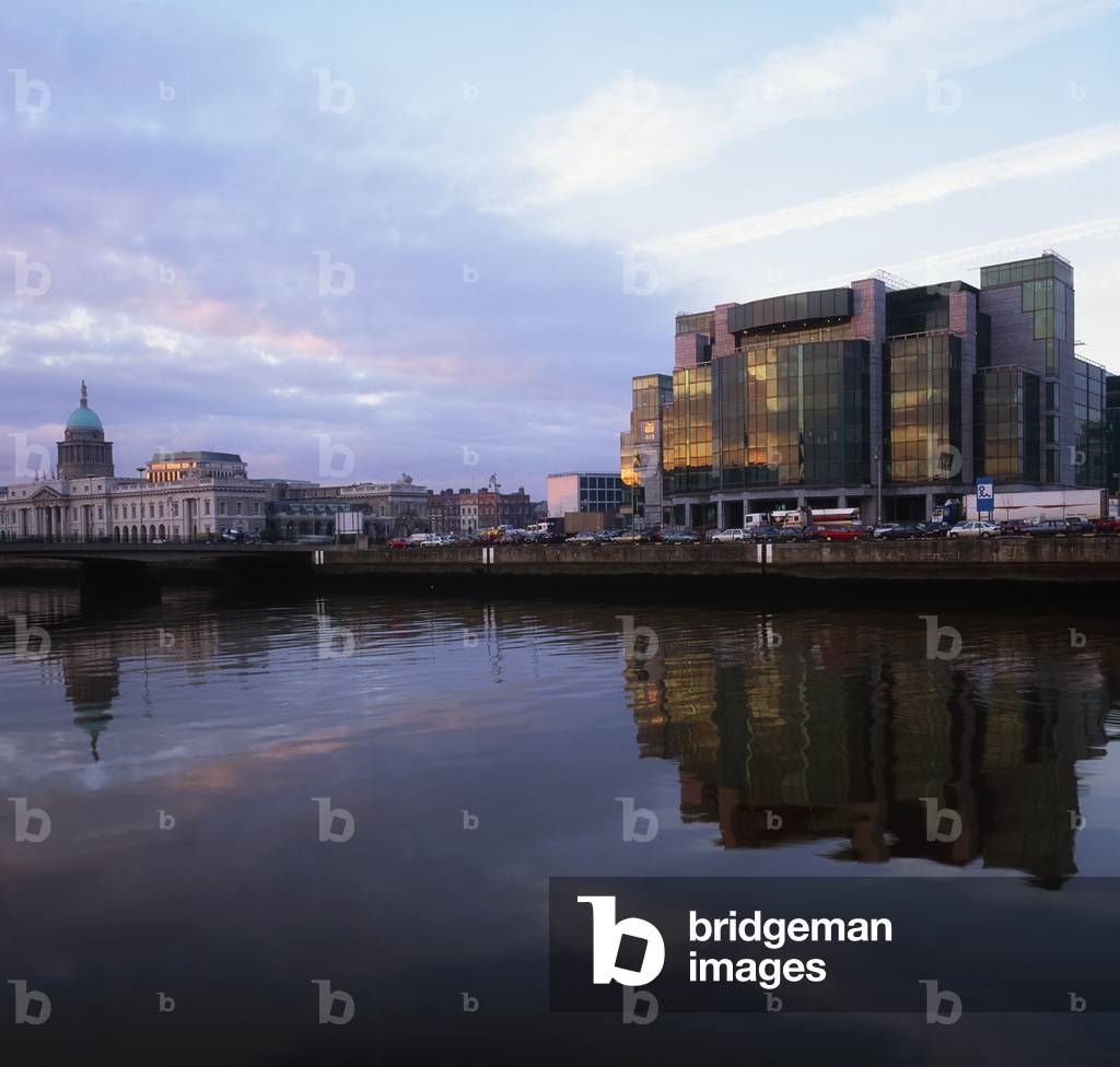 International Financial Services Centre, Dublin, Co Dublin, Ireland; Exterior View Of The International Financial Services Centre And Custom House In The Distance (photo)