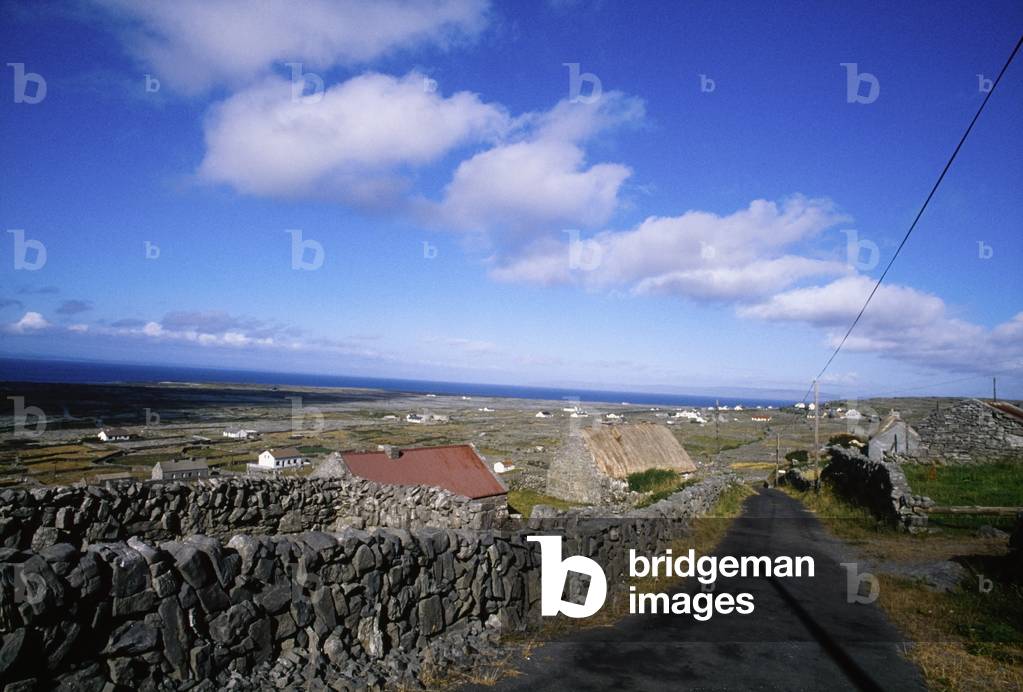 Inishmaan, Aran Islands, Co Galway, Ireland; Rural Road And Cottages (photo)