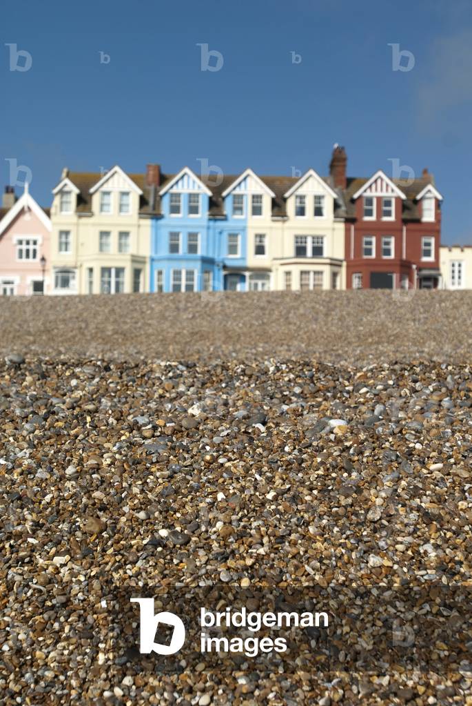 Traditional Victorian Seafront Houses Facing the Shingle Beach at Aldeburgh, Suffolk (photo)