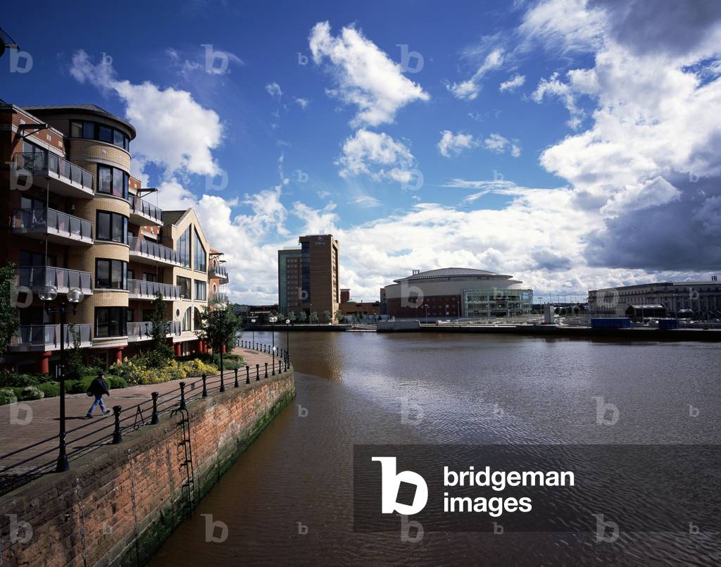 Laganside With Waterfront Hall In The Distance, River Lagan, Belfast, Ireland (photo)