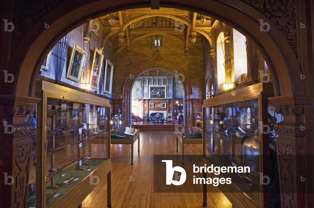 People Walking Down Alley in Alnwick, Northumberland, UK (photo)