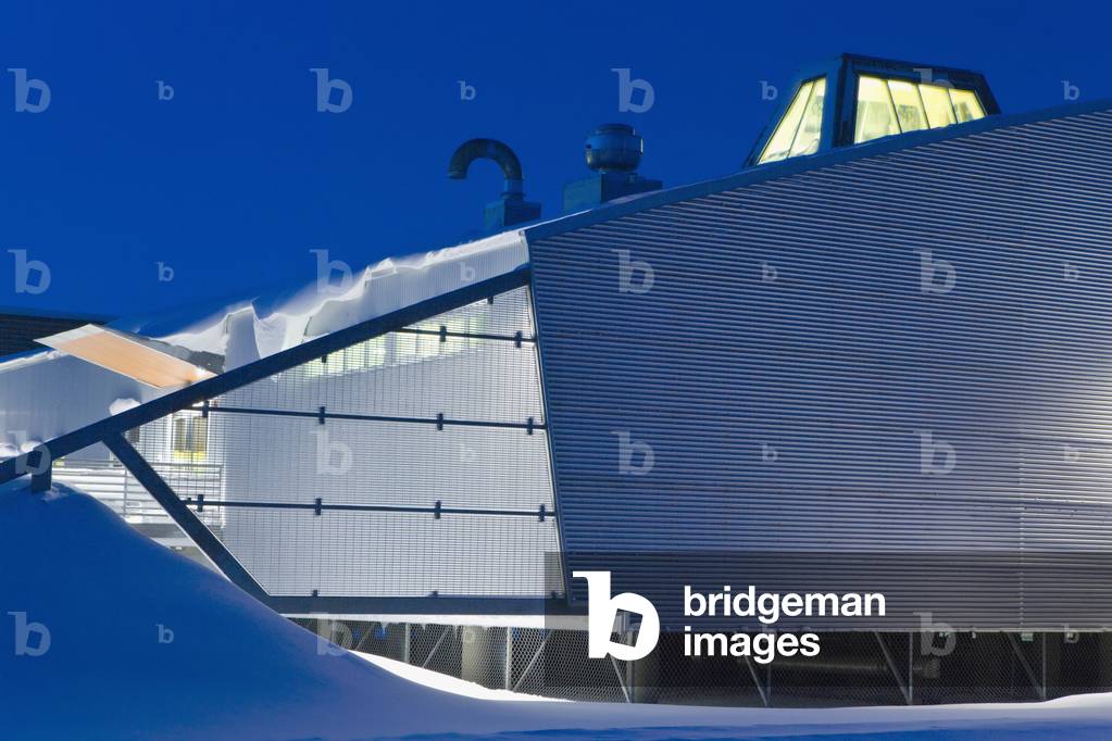 The K-12 public school in Akiachak serves as the community center for the village, winter, Southwest Alaska, USA (photo)