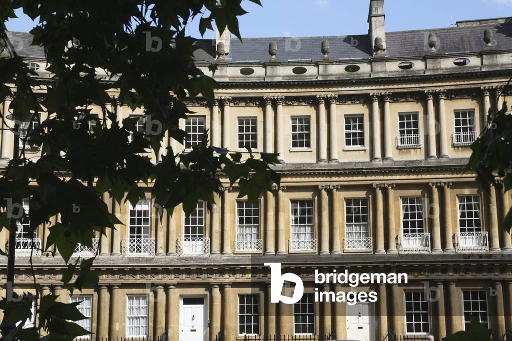 At the Circus, a famous example of Georgian architecture, Bath, Somerset, England, UK  (photo)