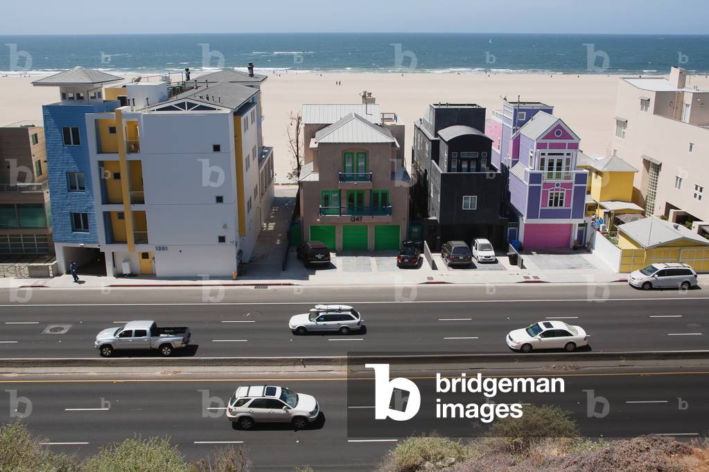Elevated View of Road and Seascape in Background, California, USA (photo)