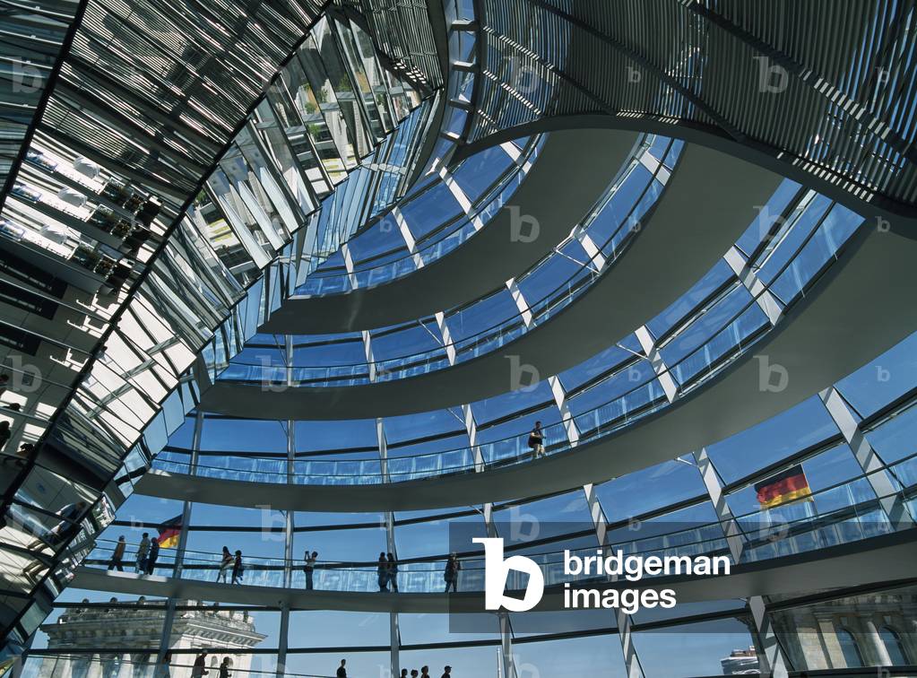 People Walking Inside Reichstag Dome (photo)