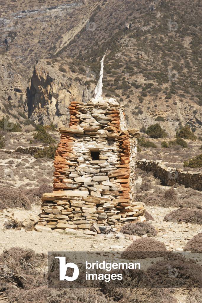 Typical Stone Chorten (Stupa), Gyakar, Upper Mustang Valley, Nepal (photo)