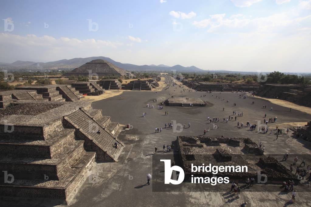 Near Mexico City, Mexico, Teotihuacan Archeological Site, View From Top of Pyramid of the Moon Along Avenue of the Dead (photo)
