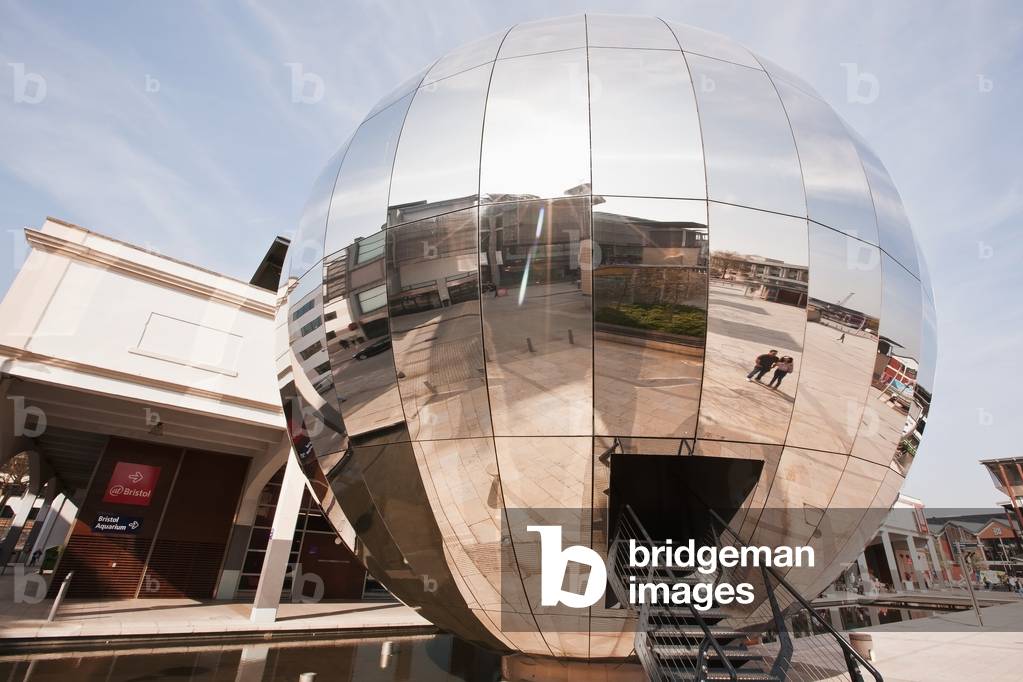 Mirrored Dome of Bristol's Planetarium, Anchor Square, Harborside, Bristol, England, UK  (photo)