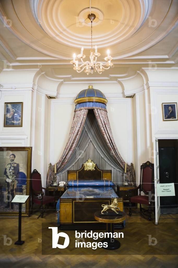 Emporer Haile Selassie's bedroom, inside Haile Selassie's Grand Palace, a former University and locally known as Gannata Leul Palace, Addis Ababa, Ethiopia (photo)