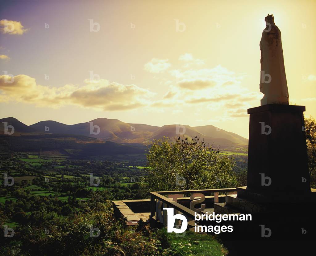 Glen Of Aherlow, Galtee Mountains, Co Tipperary, Ireland; Statue On A Mountain (photo)