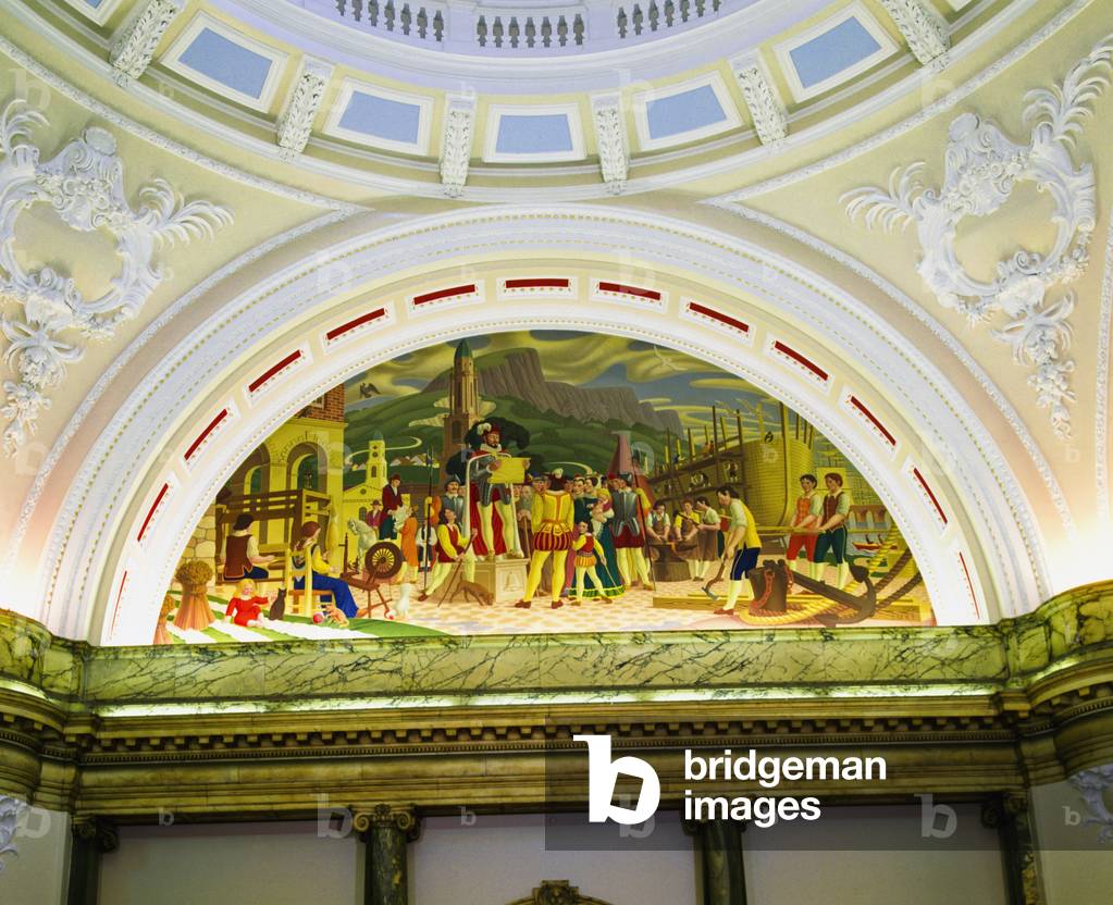 Belfast, Co Antrim, Northern Ireland, City Hall, Mural, Founding Of City Hall (photo)