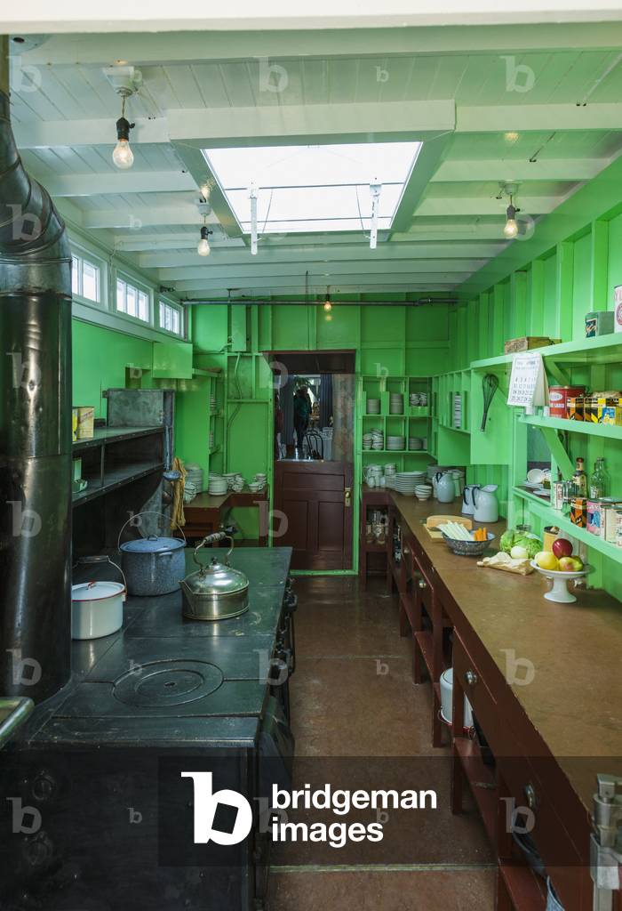 A large steel stove in the galley of the SS Klondike, Whitehorse, Yukon Territory, Canada, Summer (photo)