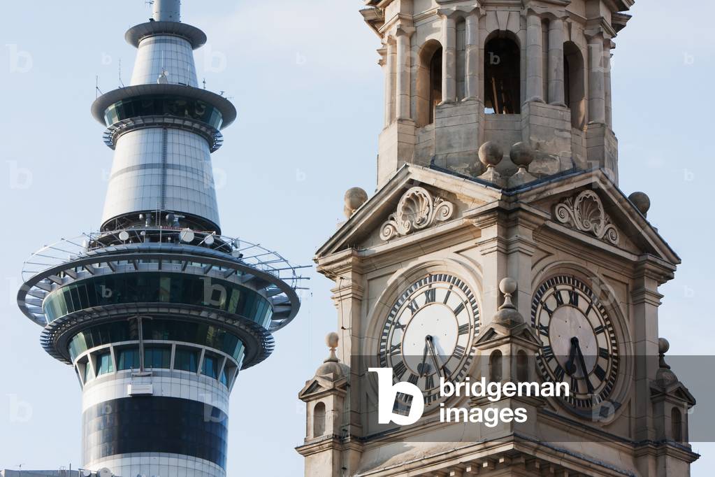 Modern and Old Tower, New Zealand (photo)