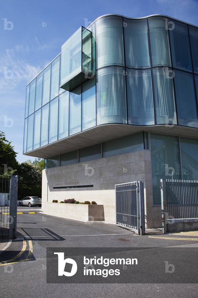 A modern building with curved glass walls; Galway City, County Galway, Ireland (photo)