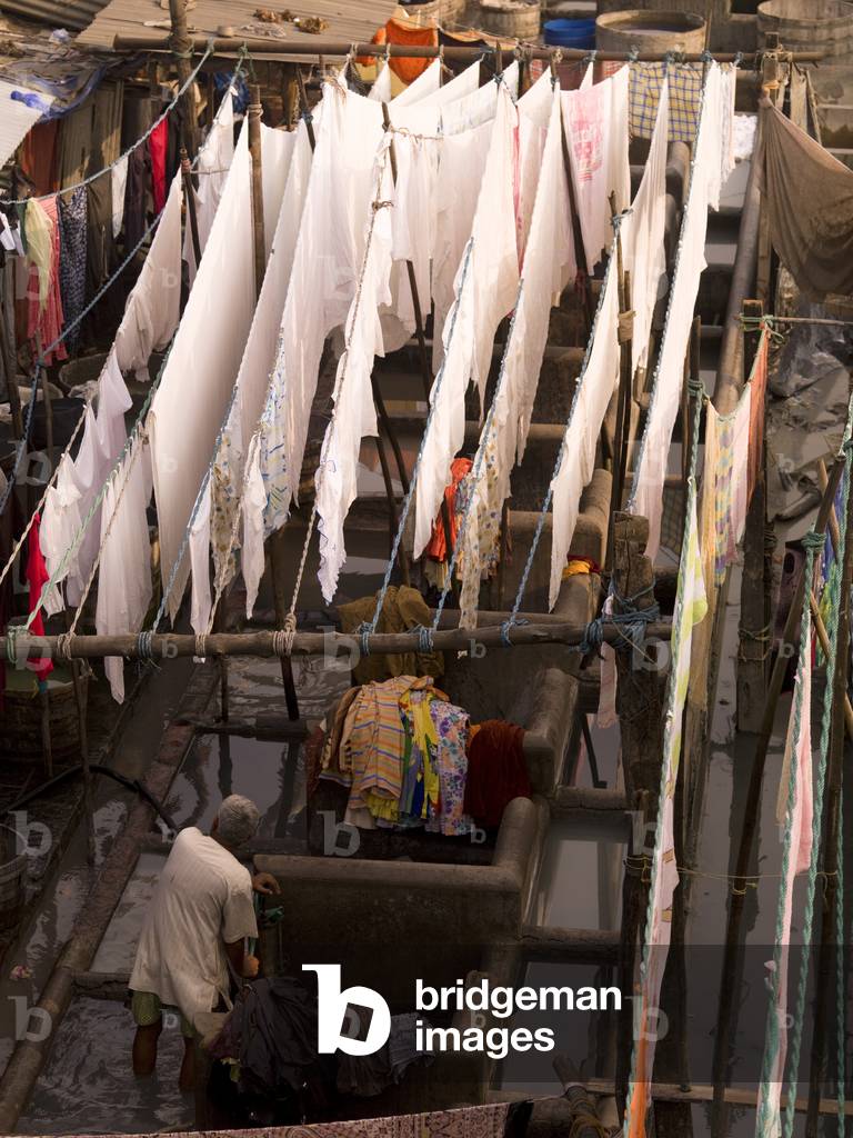 Clothes hanging over a Communal Laundry Facility, Mumbai, India (photo)