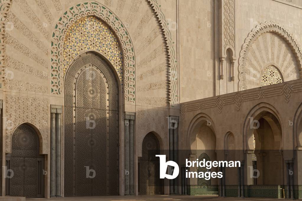 Morocco, Detail of Hassan II mosque, Casablanca (photo)
