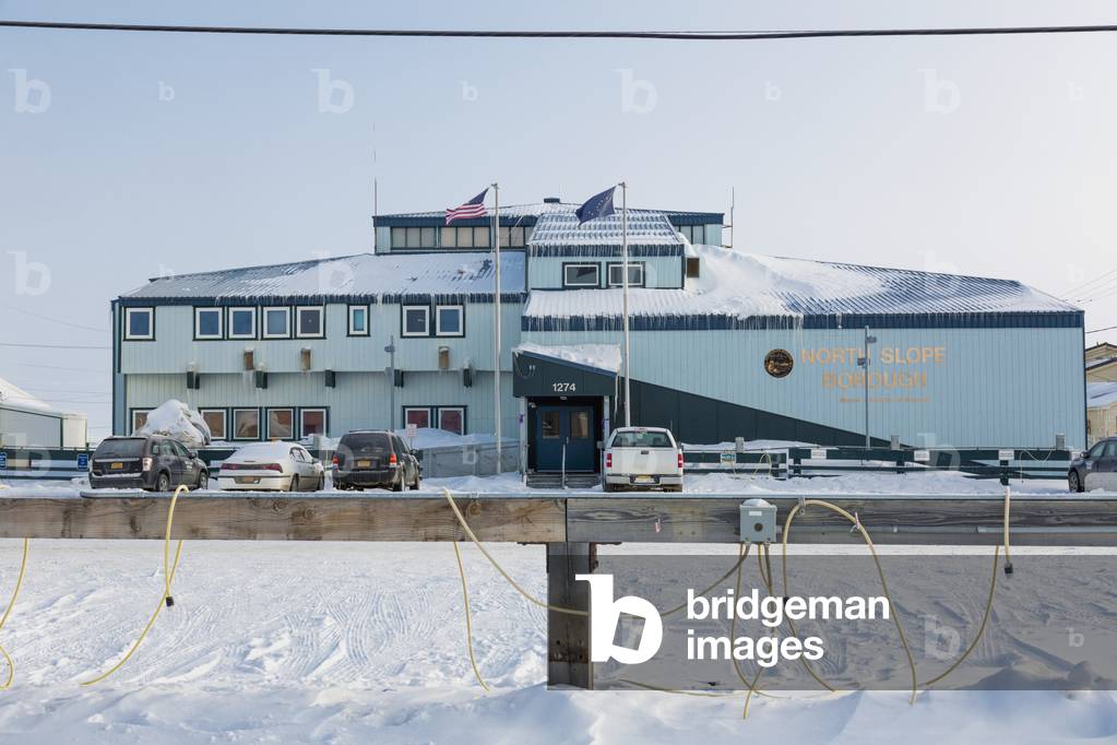 Exterior view of the North Slope Borough Headquarters Office, Barrow, North Slope, Arctic Alaska, USA, Winter (photo)