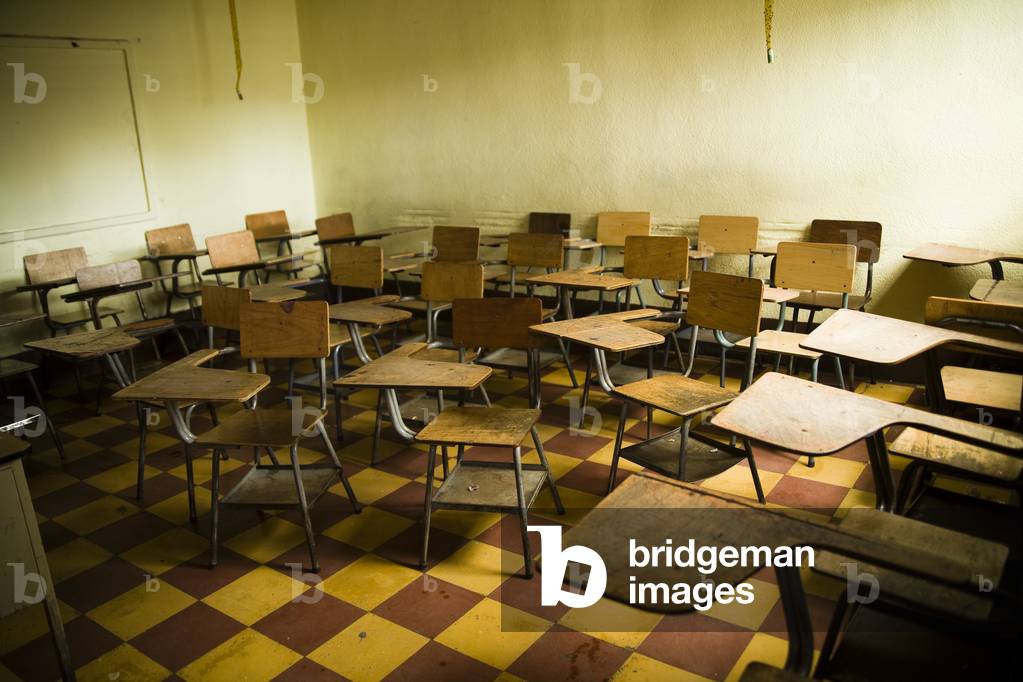 Empty Desks and Chairs in a Classroom,, Guatemala (photo)