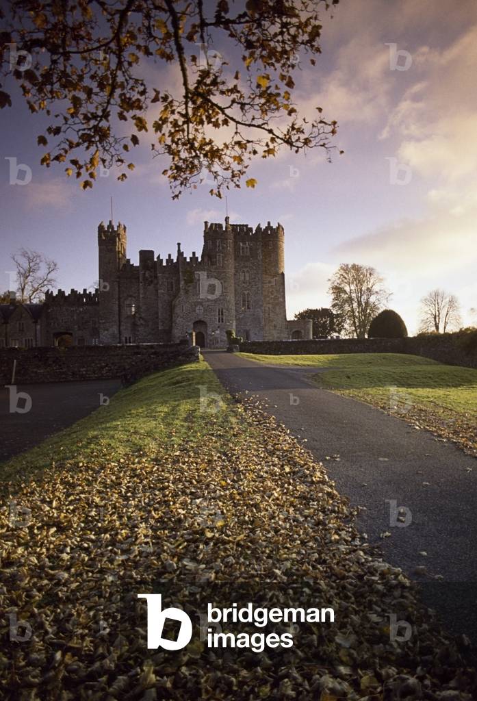 Kilkea Castle, Co Kildare, Ireland; Road Leading To A 12Th Century Castle At Sundown (photo)