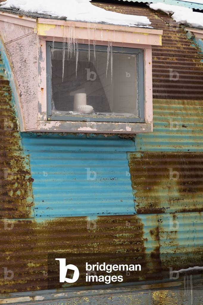 Old Quonset huts with weathered metal roofs, Barrow Navy base, Pt, Barrow, Barrow, North Slope, Arctic Alaska, USA, Winter (photo)