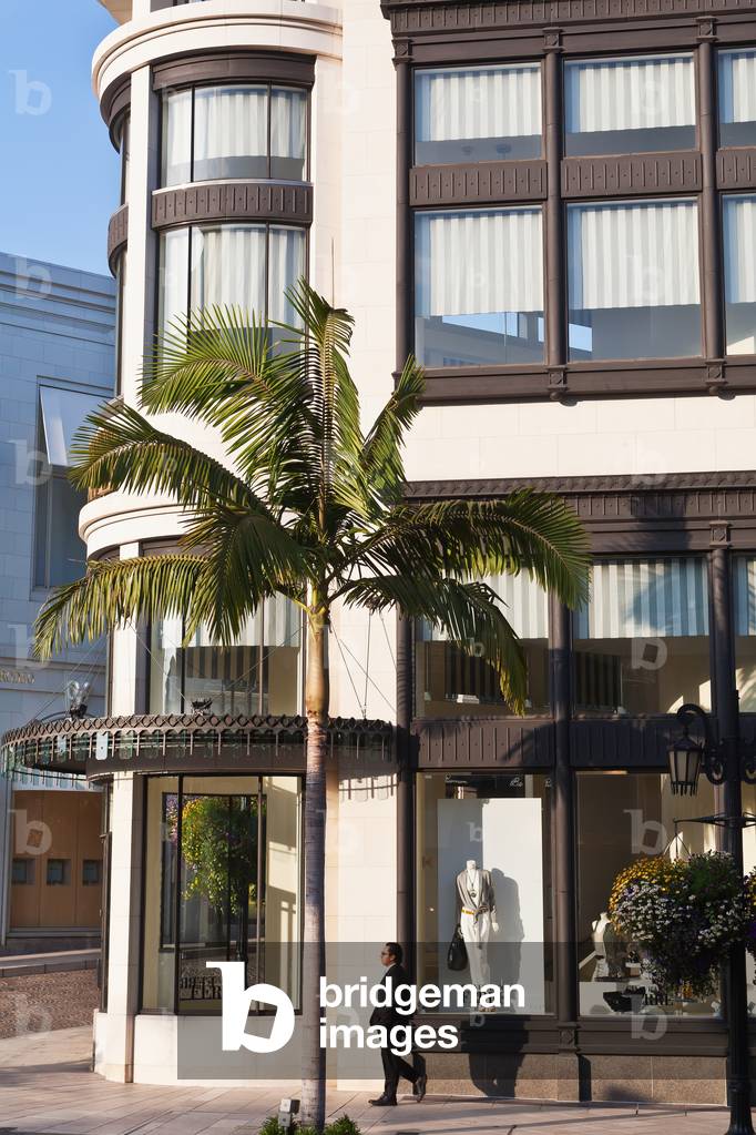 View of Man Passing By Window Display, California, USA (photo)