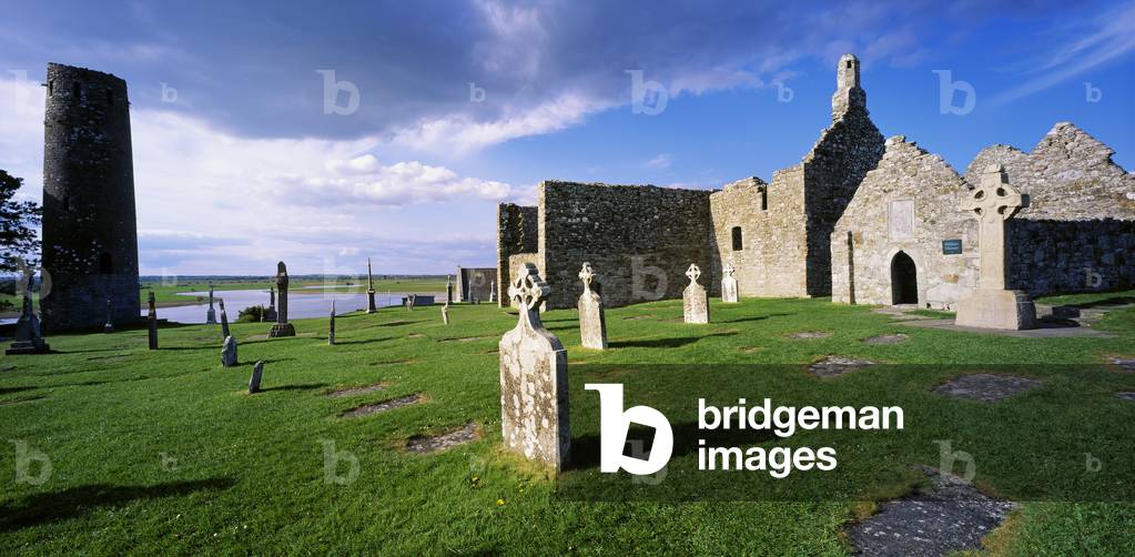 Cemetery In Front Of A Monastery, Clonmacnoise, County Offaly, Republic Of Ireland (photo)