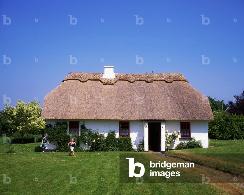 Puckane (Puckaun), Co Tipperary, Ireland, Children Outside Cottage (photo)
