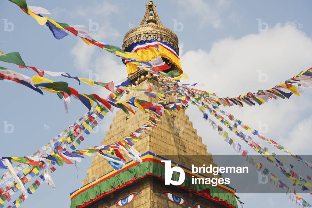 The Buddhist stupa of Boudhanath dominates the skyline and is one of the largest in the world, Boudhanath, Nepal (photo)