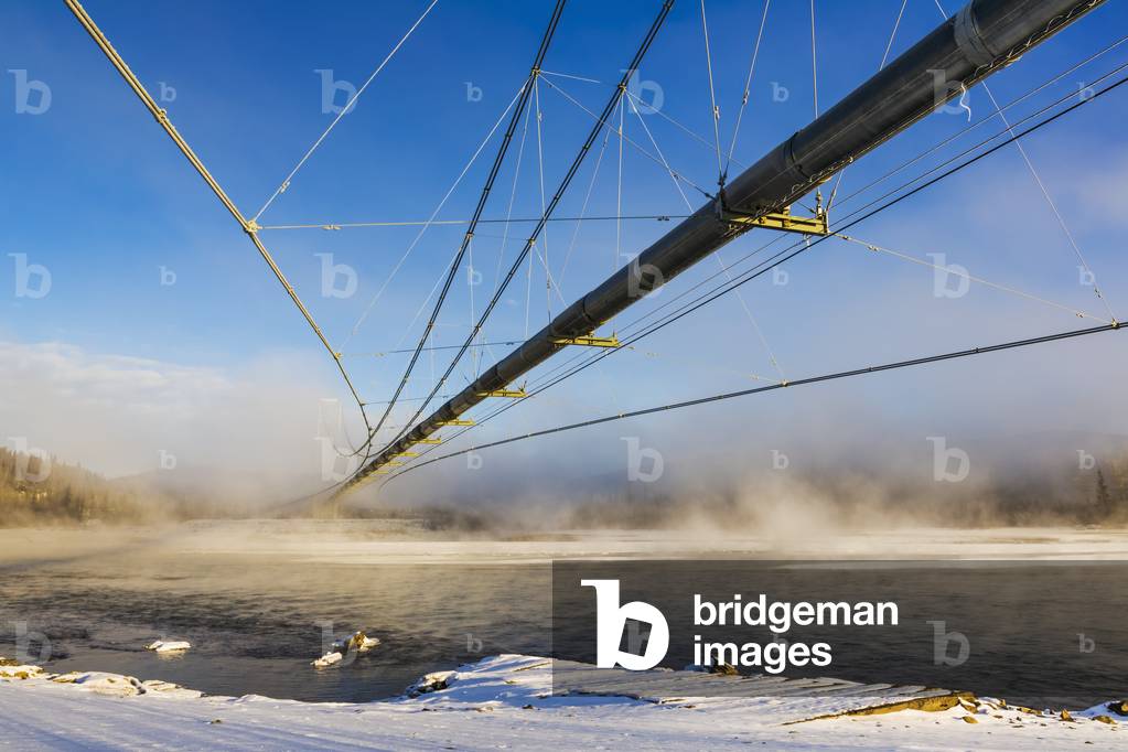 The Trans Alaska Pipeline crosses the Tanana River near Delta Junction, via a suspension bridge 1,299 ft, in length, which makes it the second longest pipeline bridge in Alaska (photo)