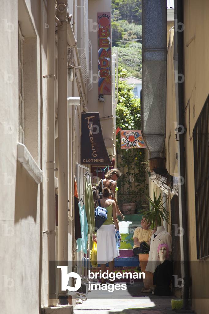 South Africa, Cape Town, Narrow Street with Shop Display, Kalk Bay (photo)