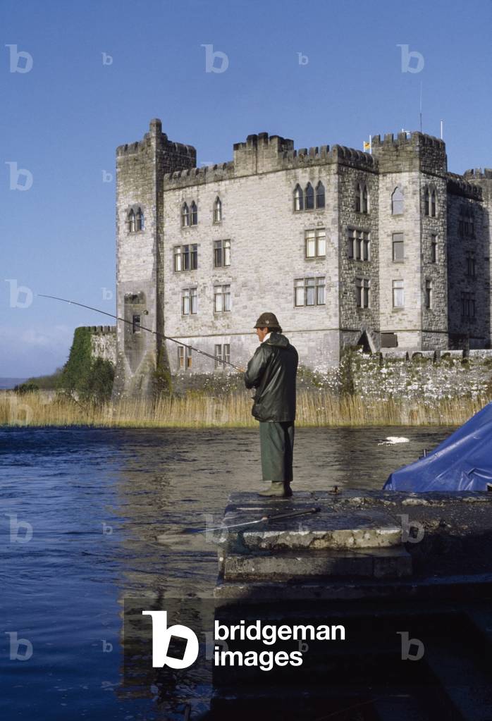 Ashford Castle, Lough Corrib, Co Galway, Ireland; Man Fishing In A Lake (photo)