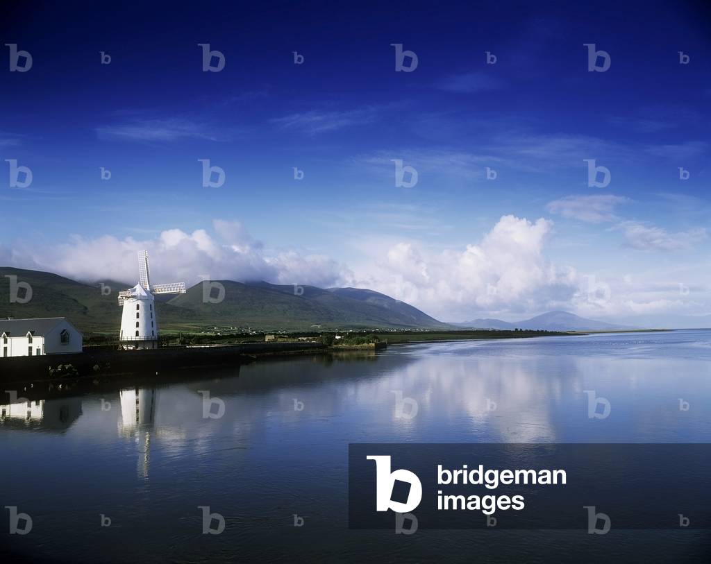 Reflection Of A Traditional Windmill In A River, Blennerville Windmill, Tralee, County Kerry, Republic Of Ireland (photo)