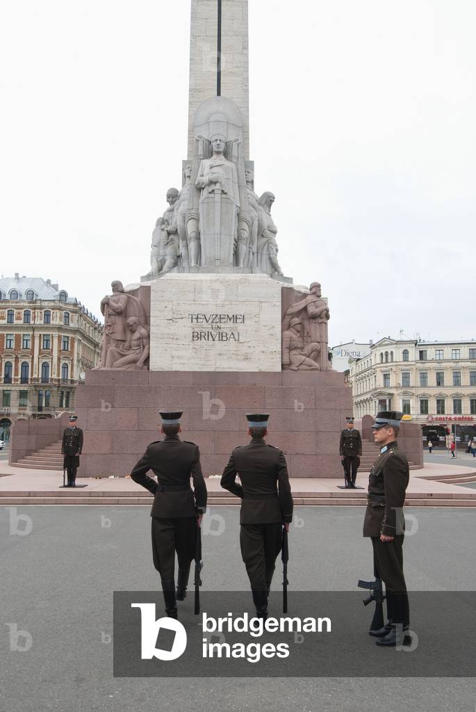 Soldiers on Honor Guard Under Monument, Riga, Latvia (photo)