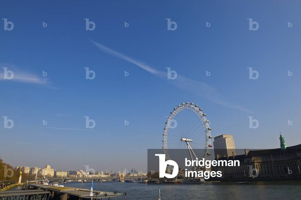 View of London Eye and South bank from Westminster bridge, London, England, UK  (photo)