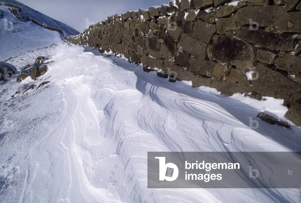 Mourne Wall, Mountains Of Mourne, County Down, Ireland; Stone Wall In Winter Landscape (photo)