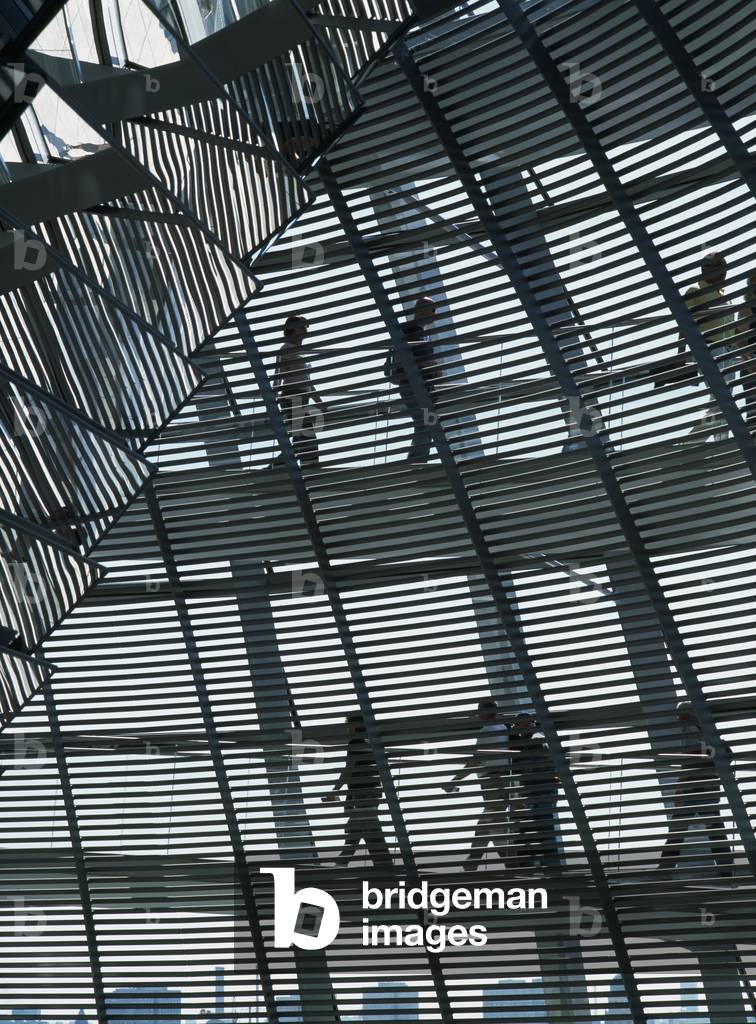 People Walking Inside Reichstag Dome (photo)