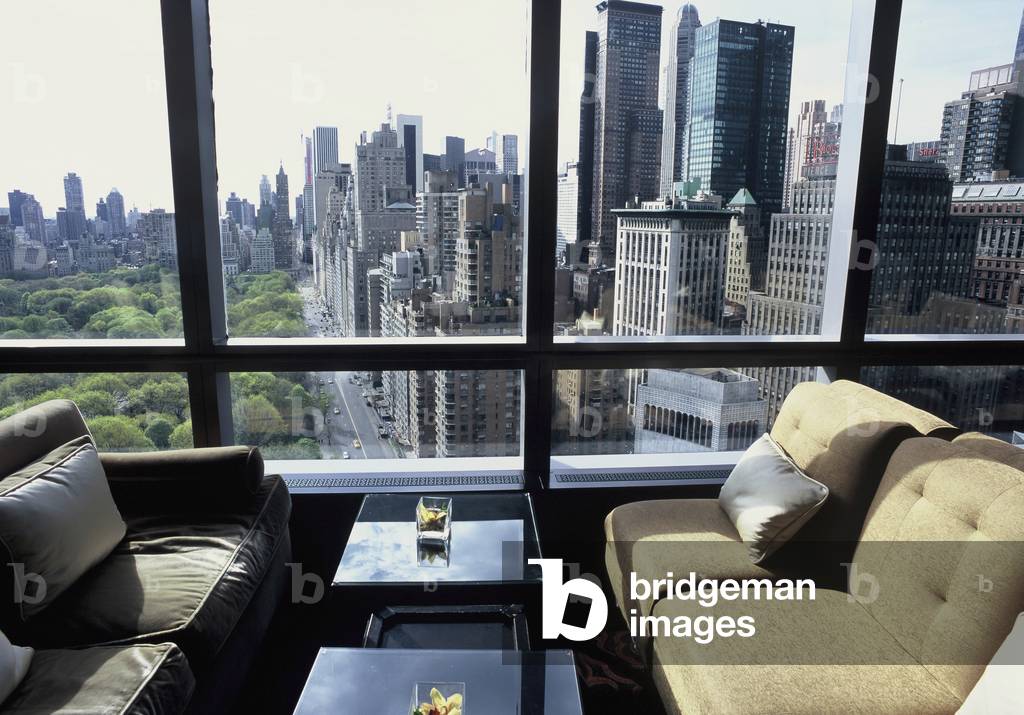 City Skyline  and Central Park from Bar of Mandarin Oriental Hotel, New York, USA (photo)
