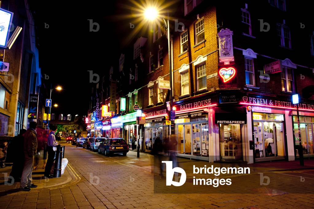 Neon Lights From the Indian Restaurants in Brick Lane, East London, London, UK  (photo)