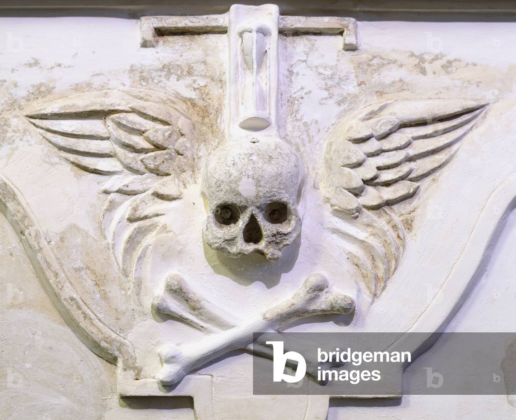 Sparke Family Monument, St. Audoen's Church, Dublin, Ireland; Skull And Crossbones In Medieval Church (photo)