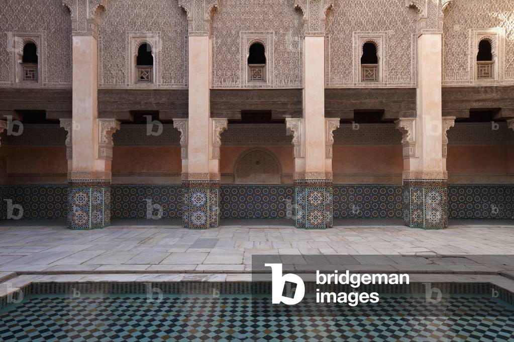 Morocco, Pool in courtyard of Ben Youssef Medersa, Marrakesh (photo)