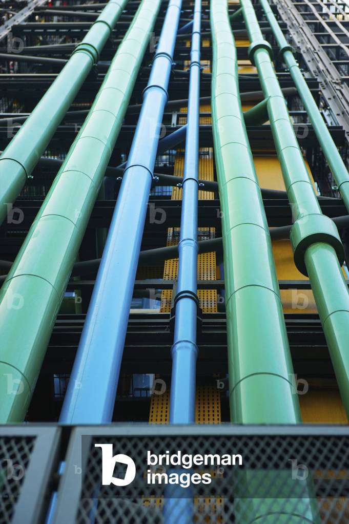 Green and blue pipes, Paris, France (photo)