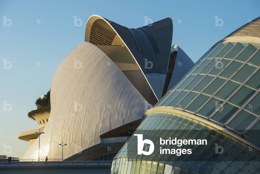 El Palau De Les Arts Reina Sofia and L' Hemisferic in Ciudad De Las Artes Y Las Ciencias (City of Arts and Sciences), Valencia, Spain (photo)