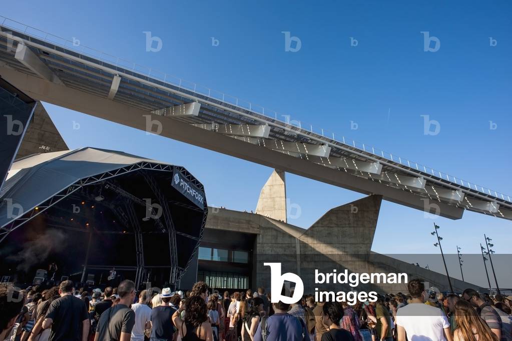 Spain, Parc del Forum, Barcelona, Crowd in front of a stage at Primavera Sound music festival (photo)