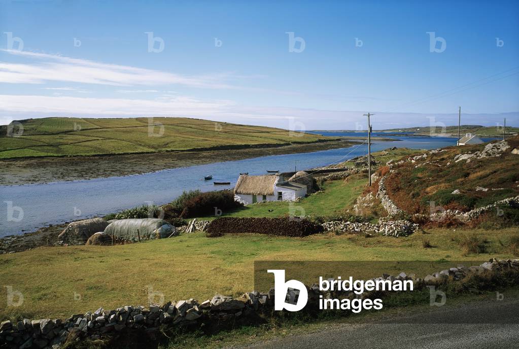 The Sky Road, Connemara, Clifden, County Galway, Ireland; Roadside Traditional Cottages (photo)