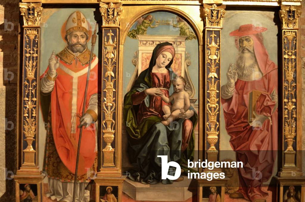 Panel Depicting Mary, Jesus, St. Ambrose & Jerome, St. Ambrogio Church, Milan, Italy (photo)